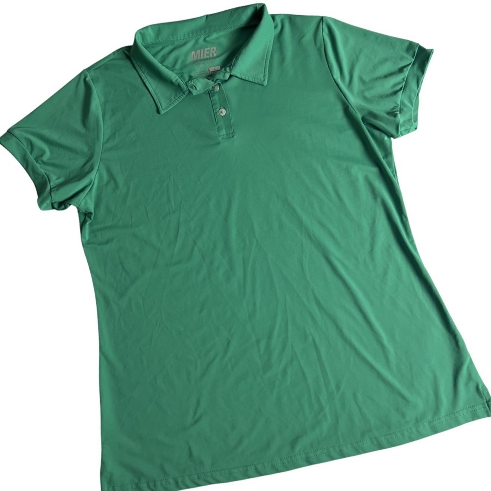 MIER Golf‎ Polo Shirt Womens Large Collared Tennis Slit Side Stretch Green E10